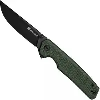 SENCUT Stria S25112-2, Black D2, Milled Green Canvas Micarta, pocket knife