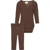 Copenhagen Colors Set - Leggings/Omlottbody l/ä - Dark Brown - - 62 - Body L/Ä
