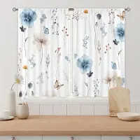 Yiran Furniture 2 st Nordiska Gröna Växtblad Gardiner-Ljusfiltrerande Fönsterbehandling för Kök, Vardagsrum, Kontor och Sovrumsinredning W60 X H150(CM)X2&Grommet Top
