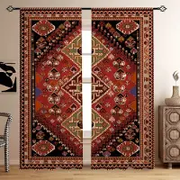 Yiran Furniture 2 st, Böhmiska Blommor Fåglar Landskap, Kanalficka, Digitaltryckta Gardiner, Polyestermaterial, Lämpliga för Vardagsrum Sovrum W50 X H130(CM)X2&Grommet Top