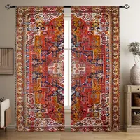 Simple and warm Set med 2 gardiner Boho Hippie - Livets träd Rumsdekoration, utmärkt för sovrum, vardagsrum, studentrum - Mjuk och snygg heminredning W50 X H130(CM)X2&Grommet Top