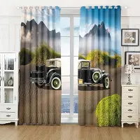 Yiran Furniture 3D Cool Bil Sportbil Gardiner 2 Paneler Barns Favorit Sportbilsgardiner Pojkrum Sovrum Vardagsrum Balkong Dekor 60W60H(CM)X2&HOOK