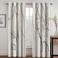 Yiran Furniture 3D-tryck Billig Abstrakt Konst Silverbjörk Naturliga Tunna Fönstergardiner för Vardagsrum Sovrumsinredning 2 Paneler 100W130H(CM)40x51in&Hook