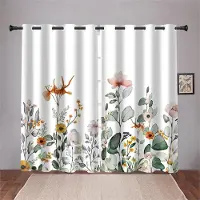 Yiran Furniture Modern Enkel Konststil Blomma Grönt Löv Gardiner 2 Paneler Minimalistisk Hem Vardagsrum Sovrum Arbetsrum Kök Salong Dekor Gardiner 50W60H(CM)X2&Grommet Top
