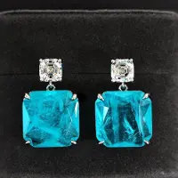 YIRAN Jewelry Örontillbehör för kvinnor Blå Paraiba Koreansk Superblinkande Temperament