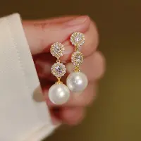 YIRAN Jewelry Sterling Silver Pärlörhängen för Kvinnor Bröllopsfest Estetiska Hängande Örhängen för Kvinnor Snygg Gåva Mode Smycken