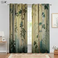 Yiran Furniture Natur Skog Landskap 3D-tryckta Gardiner Grön Pastoral Solsken Naturlig Aerobisk B&B Hotell Sovrum Vardagsrum Gardiner 2 ST W50xH160(CM)x2PCS&Grommet Top
