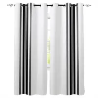 Yiran Furniture Enkla Svartvita Ränder Gardiner Dekor Draperi Barnrumsgardin 2 Paneler Med Öglor Fönsterbehandling Fönster Fri Frakt W50H160(CM)x2PCS&Grommet Top