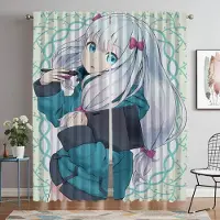Yiran Furniture Eromanga Sensei Fönstergardin för Rum 2 Paneler Gardiner Barnrumsskärmar Heminredningsgardiner Avdelare Tyg för Sovrum W60xH90cmx2pcs-CL
