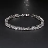 YIRAN Jewelry Emmaya armband i vitt guld för kvinnor, glänsande 4 mm fyrkantiga Aaa kubiska zirkonkristaller, födelsedagspresent 17CM