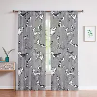 Yiran Furniture 2 ST Fönstergardiner Söta Djur Katt Tryckta Gardiner Kan Anpassas Gardiner För Vardagsrum Kök Och Sovrum W50xH140(CM)x2PCS&Rod pocket