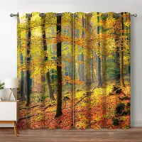Yiran Furniture Skog Mörkläggningsgardiner Djungel Träd Naturlandskap Fönstergardin Vardagsrum Sovrum Vattenfall Vänster och Höger Delad Öppen 100W160H(CM)40x63in&Hook