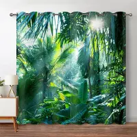 Yiran Furniture Skog Mörkläggningsgardiner Djungel Träd Naturlandskap Fönstergardin Vardagsrum Sovrum Vattenfall Vänster och Höger Delad Öppen 135W185H(CM)53x73in&Grommet Top