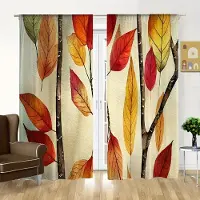 Yiran Furniture 2 st Akvarell Botaniska Köksgardiner - Färgglada Lövmönster för Vardagsrum, Sovrum och Kök Heminredning W65X60H(cm)X2Pcs&Grommet Top