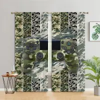 Yiran Furniture Barnspelsgardin Pojke Spelhandtag Gardinpanel för Retrospelsgardin Vardagsrum Sovsal Dekoration 100W130H(CM)40x51in&Grommet Top