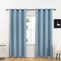 Yiran Furniture 1 st Modern 100% Mörkläggningsgardiner med Öljetter, Mjukt Tyg och Enfärgad Gardin, Gardiner för Vardagsrum, Sovrum 100X200CM 1PC&Grommet Top himmelsblå färg