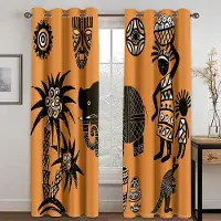 Yiran Furniture 2 st Sömlöst Etniskt Mönster Afrikanskt Tygtryck Aztekisk Design Ficka Gardin För Vardagsrum Sovrum Matsal Kök 135W165H(CM)53x65in&rod pocket