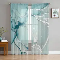 Yiran Furniture Marmor Gradient Rosa Skira Gardiner för Vardagsrumsdekoration Fönstergardiner för Kök Tyll Voile Organza Gardiner W135 x H115cm x1&Grommet Top
