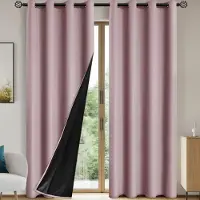 Yiran Furniture 1 st Mörkläggningsgardiner med Belagt Isolerande Foder, Gardiner för Vardagsrum, Sovrum, Kök, Heminredning, Rumsdekoration 100X130CM 1PCS&Grommet Top rosa