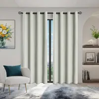 Yiran Furniture 1 st Modern 100% Mörkläggningsgardiner med Öljetter, Mjukt Tyg och Enfärgad Gardin, Gardiner för Vardagsrum, Sovrum 132X160CM 1PC&Grommet Top beige
