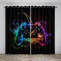 Yiran Furniture Drömmig Spel Spelkontroll Switch Fönstergardiner Persienner För Vardagsrum Barnrum Badrum Kök Dörr Heminredning 2St W65X60H(cm)X2Pcs&Grommet Top