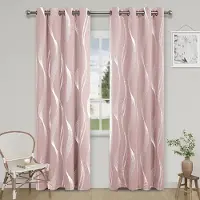 Yiran Furniture 1 st Högprecision Silverpräglade Vågmönster Mörkläggningsgardiner för Att Blockera Ljus och Behålla Värme, Perfekt för Alla Rum 132X160cm&Grommet Top rosa