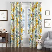 Yiran Furniture 2 st Akvarell Botaniska Köksgardiner - Färgglada Lövmönster för Vardagsrum, Sovrum och Kök Heminredning W65X60H(cm)X2Pcs&Grommet Top