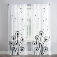 Yiran Furniture Lyxiga genomskinliga voilegardiner med guldblad för sovrum Tygfönstergardiner för vardagsrum Genomskinliga gardiner Persienner Draperier 2 st W65X60H(cm)X2Pcs&Grommet Top