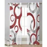 Yiran Furniture Salviagrön Geometrisk Textur Moderna Tyllgardiner Vardagsrum Kök Skira Fönsterdekorationer Voile Draperier Med Öljetter W65X60H(cm)X2Pcs&Grommet Top