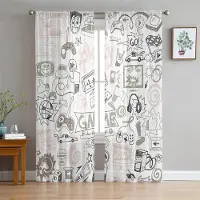 Yiran Furniture Switch Spelkonsol Vit Spelkontroll Voilégardin För Sovrum Tyll Fönstergardin För Vardagsrum Skira Gardiner Persienner Draperier 2 st W65X60H(cm)X2Pcs&Grommet Top