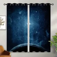 Yiran Furniture Galaxy Halvmörkläggningsgardiner för Flickor Pojkar Barn Heminredning Galaktiskt Universum Psykedeliskt Vintergatan Öljetter Termiskt Isolerade 100W130H(CM)40x51in&rod pocket