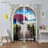 Yiran Furniture 3D-tryckta gardiner med himmelsmönster för sovrum, vardagsrum, balkong och köksdekorationer kan anpassas 2 st W50X130H(CM)X2PCS&Rod pocket