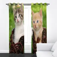 Yiran Furniture 3D Svartvitt Kattmönster Moderna Gardiner för Vardagsrum Sovrum Hem Kök Fönstergardiner 100W130H(CM)40x51in&Grommet Top