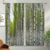 Yiran Furniture Dimmig Skog-3D-tryckta Gardiner, Grön Vegetation, Kanalfåll, Sovrum, Kök, Vardagsrum, Dekorativa, 2 Delar W50xH130(CM)x2PCS&Grommet Top