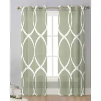 Yiran Furniture Salviagrön Geometrisk Textur Moderna Tyllgardiner Vardagsrum Kök Skira Fönsterdekorationer Voile Draperier Med Öljetter W65X60H(cm)X2Pcs&Grommet Top