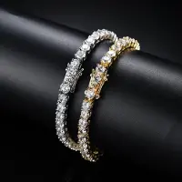 YIRAN Jewelry Lyxig Tenniskedja i Koppar 3mm 4mm 5mm Inlagd Kubisk Zirkonia Enkelradigt Armband Herr- och Damaccessoarer Smycken 20cm gyllene