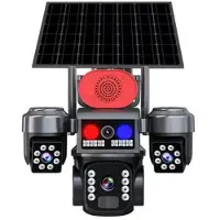 Mtp Products WiFi-ansluten solcellsdriven PTZ-övervakningskamera med tre linser och smart larmsystem