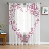 Yiran Furniture Vridna Linjer Modern Konst Grå Skira Gardiner Hem Fönsterdekorationer Voile Tyllgardiner För Vardagsrum Sovrum Kök W135 x H115cm x1&Grommet Top