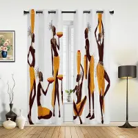 Yiran Furniture Etnisk stil Afrikanska kvinnor Svarta kvinnor Gardiner för sovrum Vardagsrum Draperier Kök Barnrum Fönstergardin Heminredning 135W x 60H(cm) x1