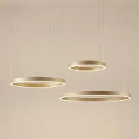 Quitani Pendellampa Aureon , dimbar, Mässing / guld, Vardagsrum / matsal, Aluminium / grå / zink, Modern