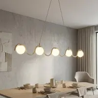 Emibig Hänglampa SINUS LIGHTING, dimbar, Creme / bärnsten, Vardagsrum / matsal, Metall, Modern, Pendellampa