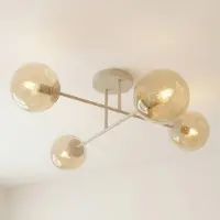 Emibig Taklampa ROMA LIGHTING, dimbar, Creme / bärnsten, Vardagsrum / matsal, Glas, Modern, Taklampa