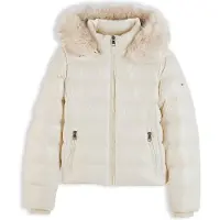 Tommy Hilfiger Shiny Down Faux Fur Hooded Fitted Jacket