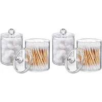 Typecat 2X Qtip Holder Dispenser for Cotton , Cotton Apothecary Jar with Lids for Bathroom Canister Storage Organization B