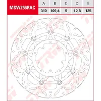 TRW Bromsskivor Racing fram, med ABE MSW256RAC FLYTANDE