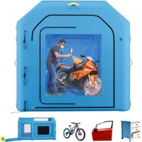 Vevor Uppblåsbar målarbox, 4 x 2,5 x 2,5 m, Bärbar sprutbox med 750W kraftfull blåsmaskin och stort filterbomull, Uppblåsbart målartält för motorcykel och små möbler, Blå