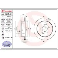 Brembo Bromsskiva 08D41511 bak, full, höggradigt förkolnad, 1 Stycke