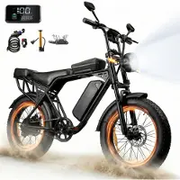 Aairsk Elcykel för Vuxna, 20x4 Feta Däck, 48V 15Ah Avtagbart Batteri, 25 km/h E-Mountainbike NFC svart