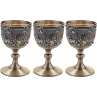 Exogio 3X Classical Metal Wine Cup Handmade Small Goblet Household Copper Wine Glass Carving Pattern