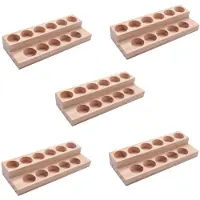 Exogio 5X 11 Holes Wooden Essential Oil Tray Handmade Natural Wood Display Rack Demonstration Station for 5-15Ml Bottles
